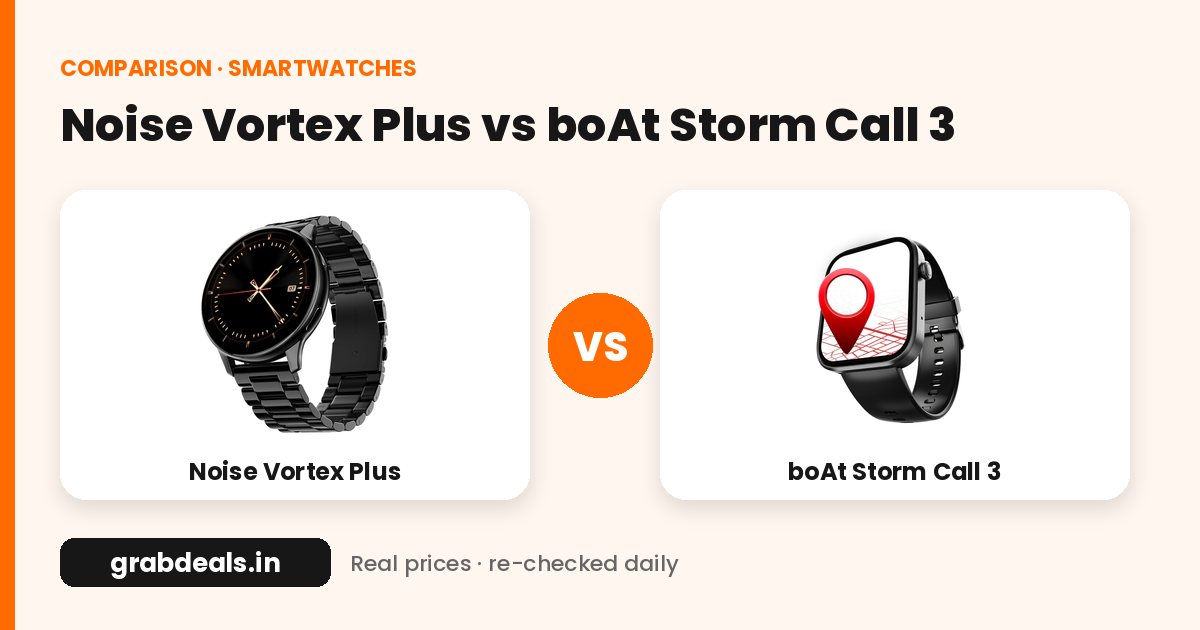 Noise Vortex Plus vs boAt Storm Call 3: Which Calling Smartwatch to Buy? — products compared